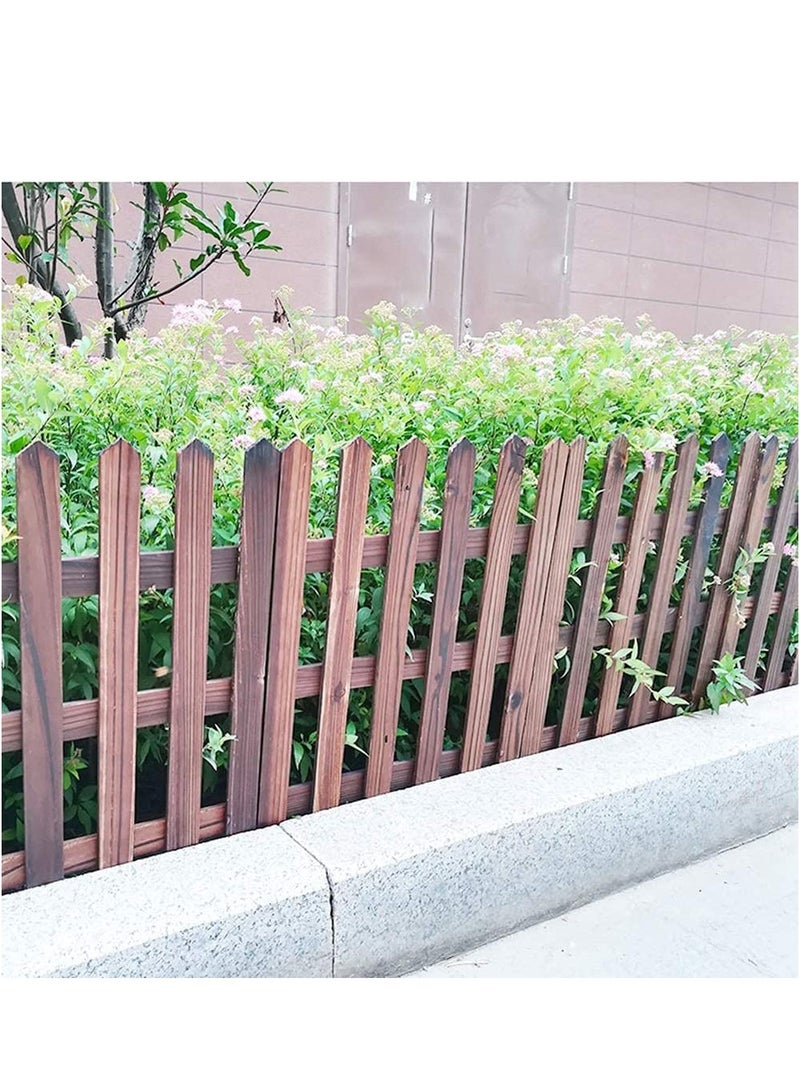 LINGWEI Wooden Garden Picket Fence Landscape Edging Border Lawn Edgings Panels Wooden Interlocking Panels Animal Barrier Stakes - Image 3