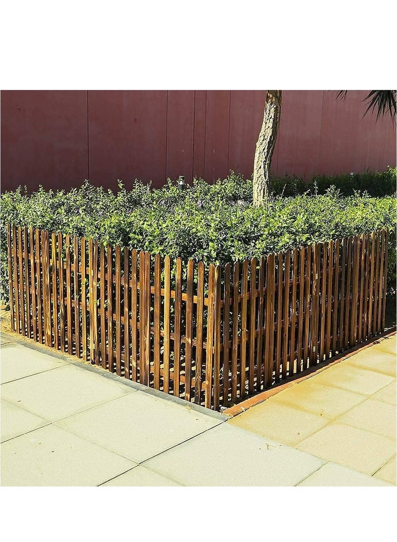 LINGWEI Wooden Garden Picket Fence Landscape Edging Border Lawn Edgings Panels Wooden Interlocking Panels Animal Barrier Stakes - Image 2