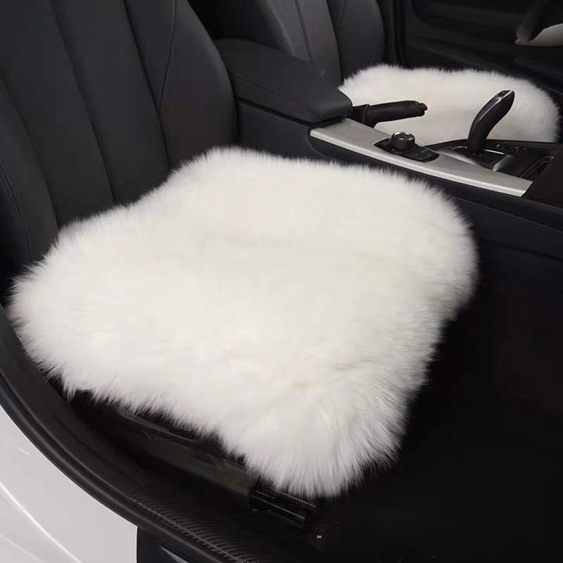 Gracefur Gracefur AntiSlip Sheepskin Seat Cushion Seat Covers for Cars SUV Truck Natural Long Wool Front Seat Pad Comfort Bottom Seat Covers for Office Chair Car Decor 1PC White 