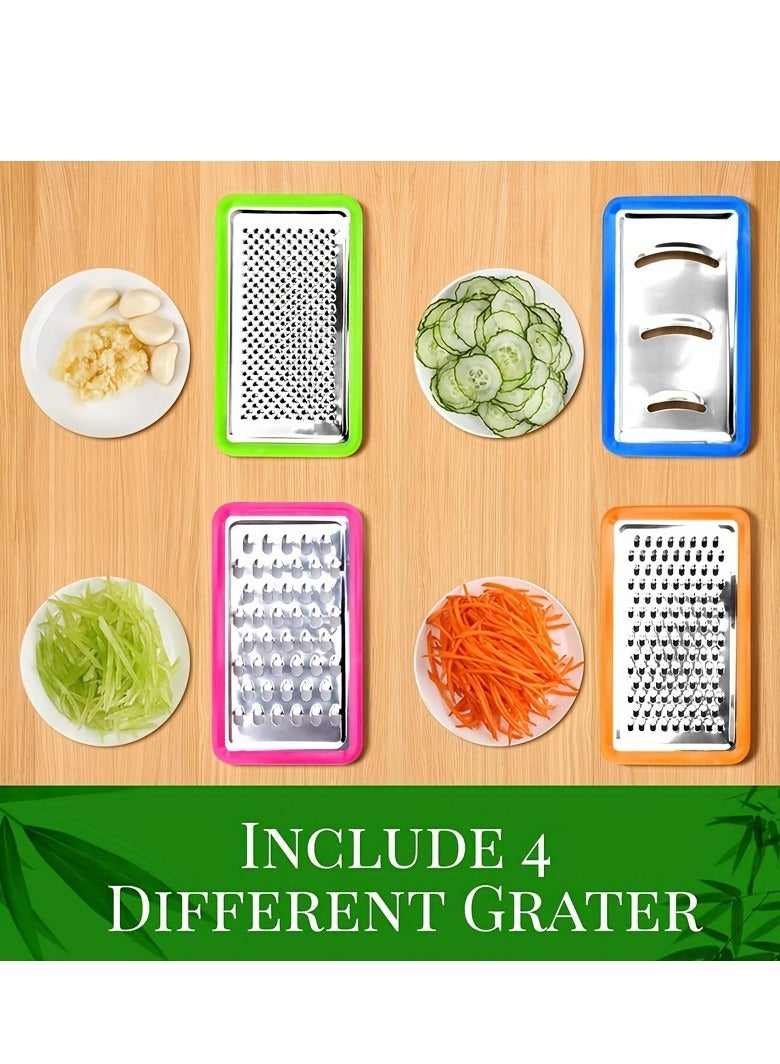 XiuWoo Bamboo cutting board, including 4 shredders, 4 covered trays, container and vegetable peeler set, kitchen bamboo cutting board, cutting board with built-in shredder - Image 4