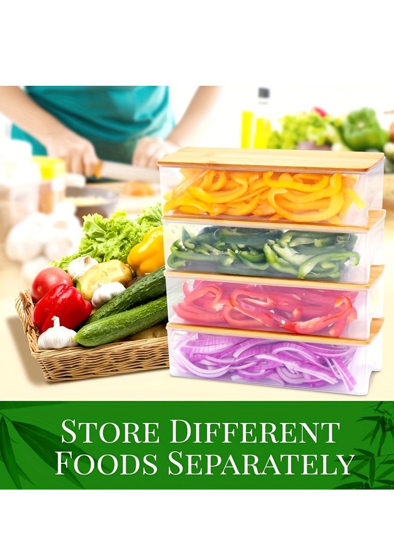 XiuWoo Bamboo cutting board, including 4 shredders, 4 covered trays, container and vegetable peeler set, kitchen bamboo cutting board, cutting board with built-in shredder - Image 5