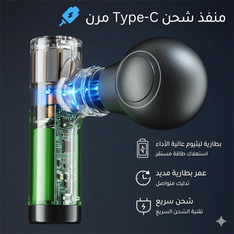 الكيان مسدس تدليك للعضلات محمول باليد مع رؤوس تدليك متعددة، جهاز اهتزاز منخفض الضوضاء للكتفين والظهر والذراعين والساقين - Image 2