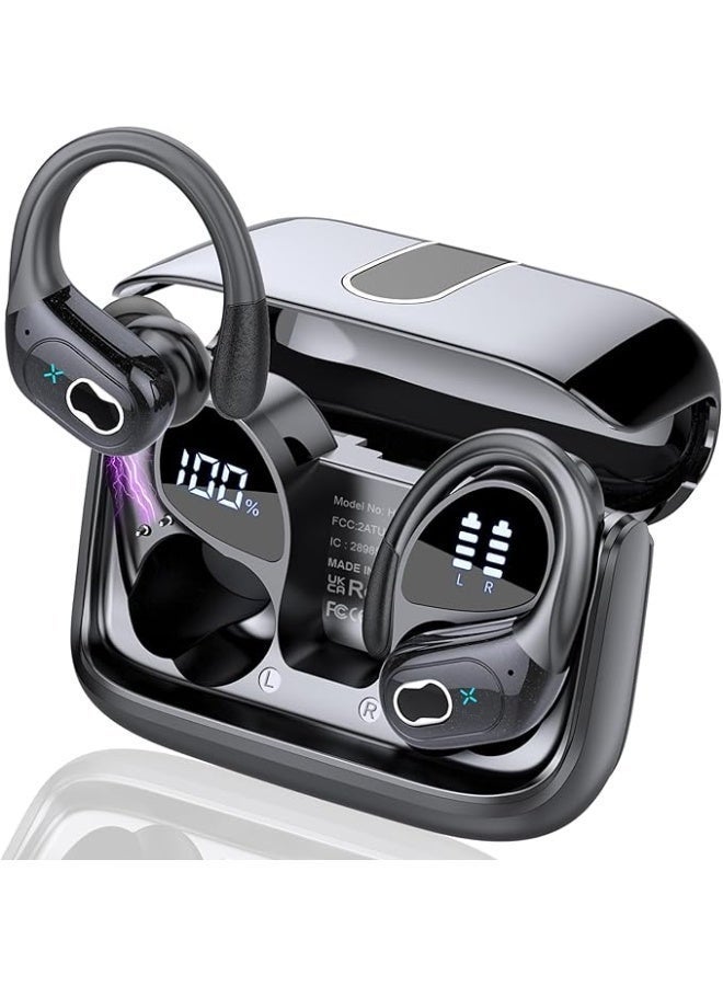 جارلو سماعات اذن بلوتوث لاسلكية حقيقية للرياضة، ميكروفون بخاصية الغاء الضوضاء مع خطافات للاذن، مقاومة للماء، شاشة LED 45 ساعة، للتمرين، سماعات اذن رياضية باس عميق للجري من جارلو - Image 1