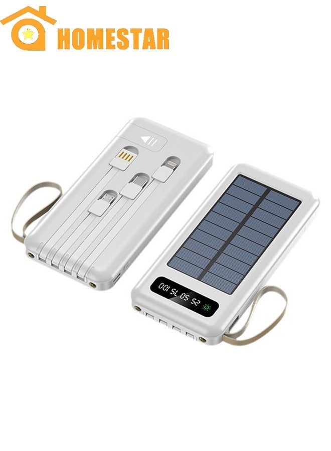 HOMESTAR Ultra-thin Solar Power Bank with Built-in Charging Cable, Portable Stand 10000 mAh, Large Capacity Universal Fast Charging, Mobile Power Supply - Image 1