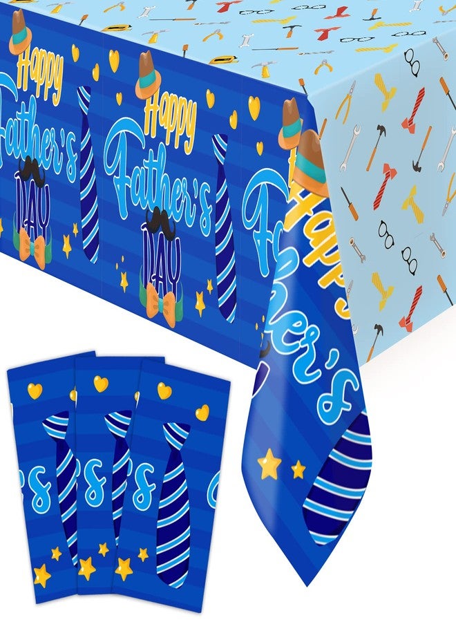 ceiba tree Fathers Day Tablecloth 3 Pack Plastic Happy Father’s Day Decorations Table Cloth for Dad Men Home Family Party Dinner Decoration Supplies - Image 1