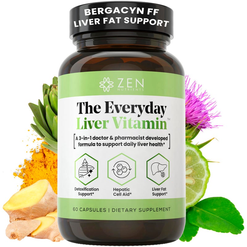 Zen Nutrients The Everyday Liver Vitamin Liver Cleanse Detox Repair with Bergacyn FF Organic Milk Thistle Dandelion Root Artichoke Extract for Liver Health Fatty Liver Support Supplements