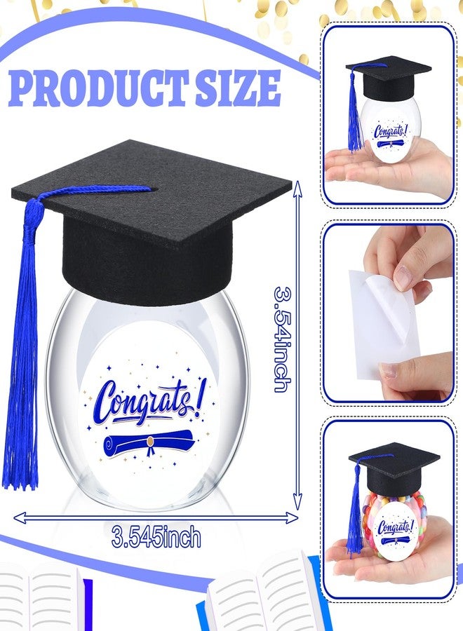 Mimorou 12 Sets Graduation Cap Candy Jars Class of 2026 Graduation Party Decorations 8oz Candy Jars Container Gift for Table Guests School Party(Blue) - Image 3