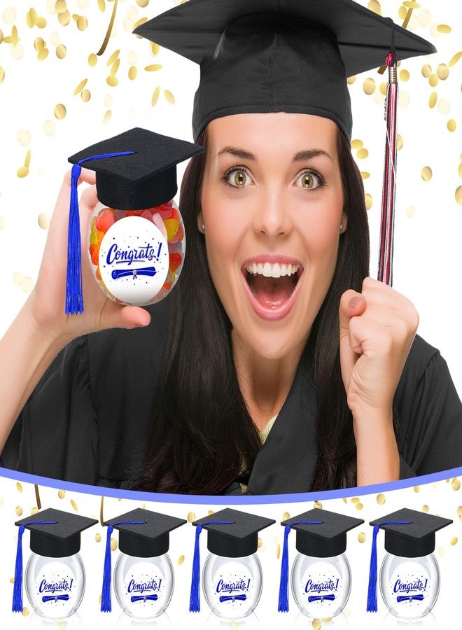 Mimorou 12 Sets Graduation Cap Candy Jars Class of 2026 Graduation Party Decorations 8oz Candy Jars Container Gift for Table Guests School Party(Blue) - Image 2