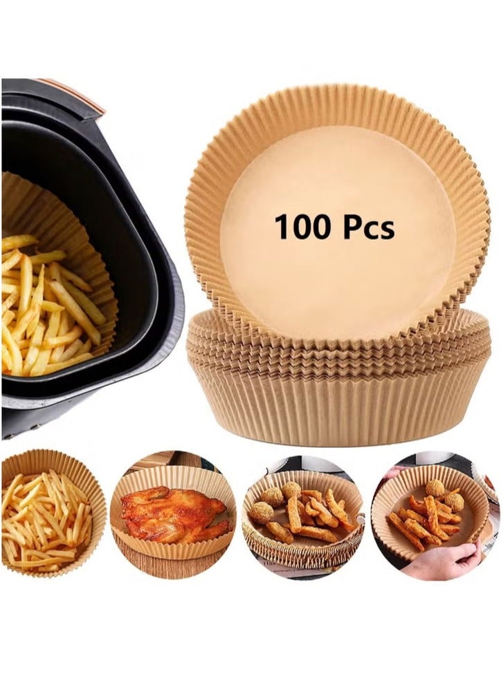 Air Fryer Disposable Paper Liner, 100PCS Non-stick Air Fryer Paper Liners, Oil-proof Parchment Paper liners Disposable Air Fryer Liner, Food Pad Paper for Baking Microwave Roasting - Image 1