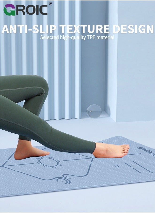 GROIC Yoga Mat, Extra Wide 72.8"x 31.5" x 0.24" Pilates Fitness Mats with Alignment Marks, Non Slip Fitness Yoga Mats, Exercise Mats for Yoga Pilates Home Floor Workout with Carrying Sling and Storage Bag  - Image 4