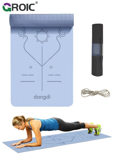 Yoga Mat, Extra Wide 72.8"x 31.5" x 0.24" Pilates Fitness Mats with Alignment Marks, Non Slip Fitness Yoga Mats, Exercise Mats for Yoga Pilates Home Floor Workout with Carrying Sling and Storage Bag
