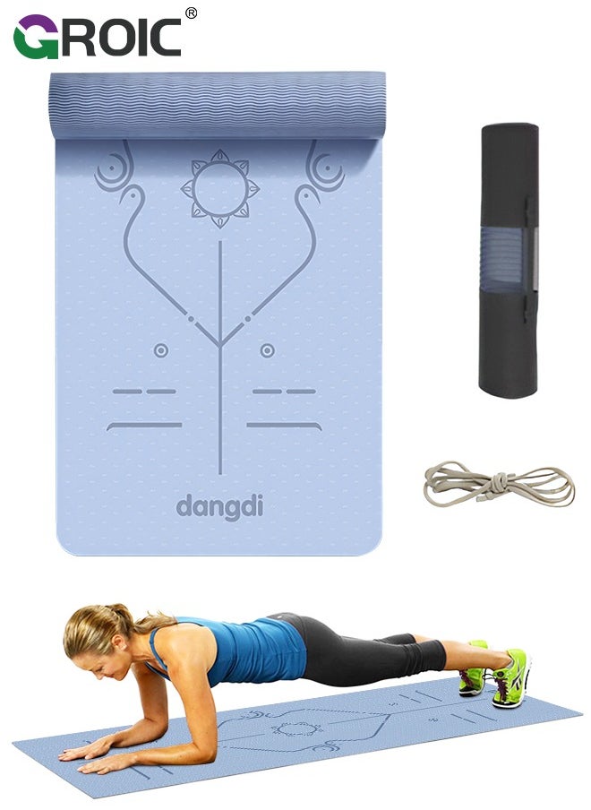 GROIC Yoga Mat, Extra Wide 72.8"x 31.5" x 0.24" Pilates Fitness Mats with Alignment Marks, Non Slip Fitness Yoga Mats, Exercise Mats for Yoga Pilates Home Floor Workout with Carrying Sling and Storage Bag  - Image 1