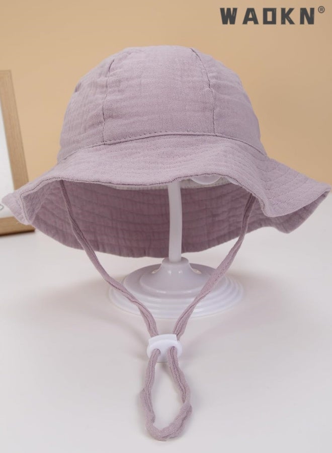 WAOKN Baby Sun Hat Toddler Girl Wide Brim Beach Cap Outdoor Summer Breathable Kids Hat,Baby pure cotton basin cap,Soft and comfortable,Suitable for babies aged 3-12 months, portable and easy to carry, purple. - Image 4