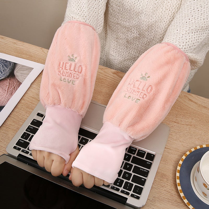 Warm Sleeve-Length Gloves Two-In-One Adult And Childrens Cartoon Design Fall/Winter Warm And Dirt-Resistant Integrated Handwarm Bear Paw pink
