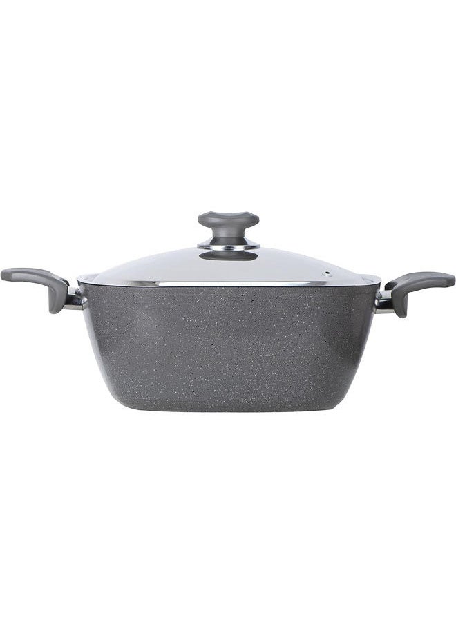 Top Chef طقم طبخ جرانيت 10 قطع مربع (قدر 18-20-24، مقلاة 26، صينية 26) رمادي  - Image 2