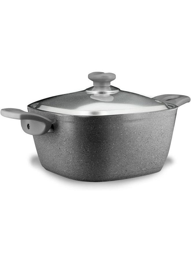 Top Chef طقم طبخ جرانيت 10 قطع مربع (قدر 18-20-24، مقلاة 26، صينية 26) رمادي  - Image 3