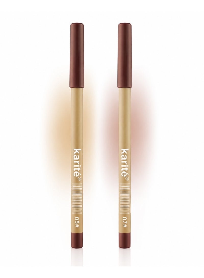 KARITE Signature Lip Pencil - Shades 05 & 07 - Matte Lip Liner Pencil - Bundle - 2g Pc - Image 1
