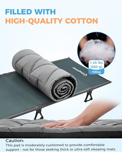 KingCamp Cot Pad for Camping, Comfortable Lightweight Mat, Puffy Soft Warm Non-Slip Cot Mattress Topper for Outdoor, Backpacking, 75"* 25", Grey - Image 4