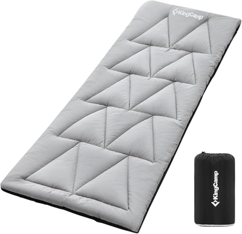 KingCamp Cot Pad for Camping, Comfortable Lightweight Mat, Puffy Soft Warm Non-Slip Cot Mattress Topper for Outdoor, Backpacking, 75"* 25", Grey - Image 1
