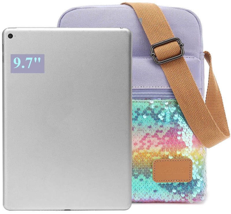 Leaper Girls Crossbody Purses 2 PCS Floral Messenger Bag Canvas Crossbody Bag and Purse Set for Women (SD06-Water Blue) - Image 4