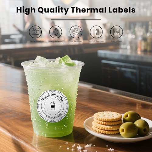 FINDAT White Thermal Labels Round 2 Inch Vinyl Circle Direct Printer Stickers Waterproof Self-Adhesive Decals Label for Logo Design Sealing Office Address 500 PCS - Image 4