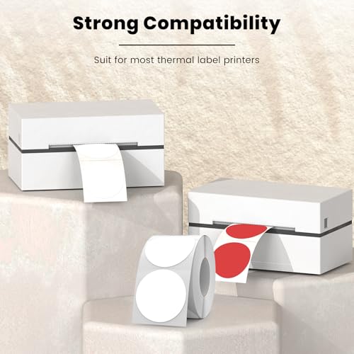 FINDAT White Thermal Labels Round 2 Inch Vinyl Circle Direct Printer Stickers Waterproof Self-Adhesive Decals Label for Logo Design Sealing Office Address 500 PCS - Image 3