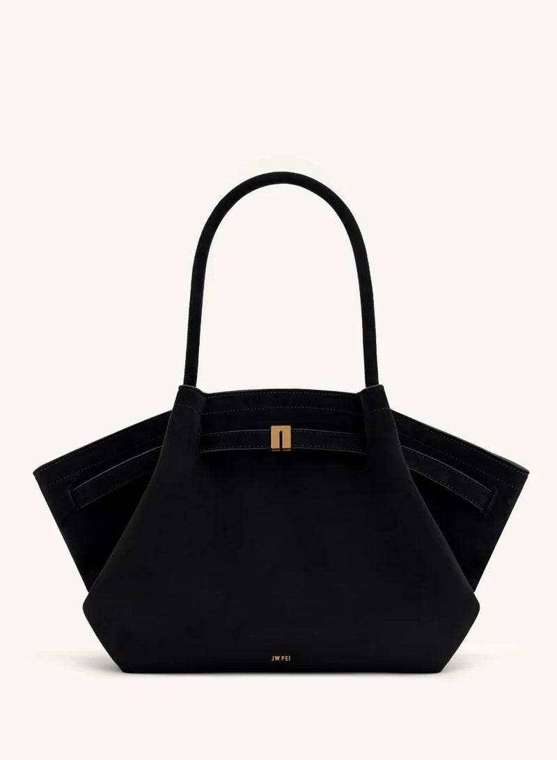 جي دبليو بي JW PEI حقيبة توت متوسطة الحجم للنساء هانا من جلد السويد الصناعي (أسود) - Image 1