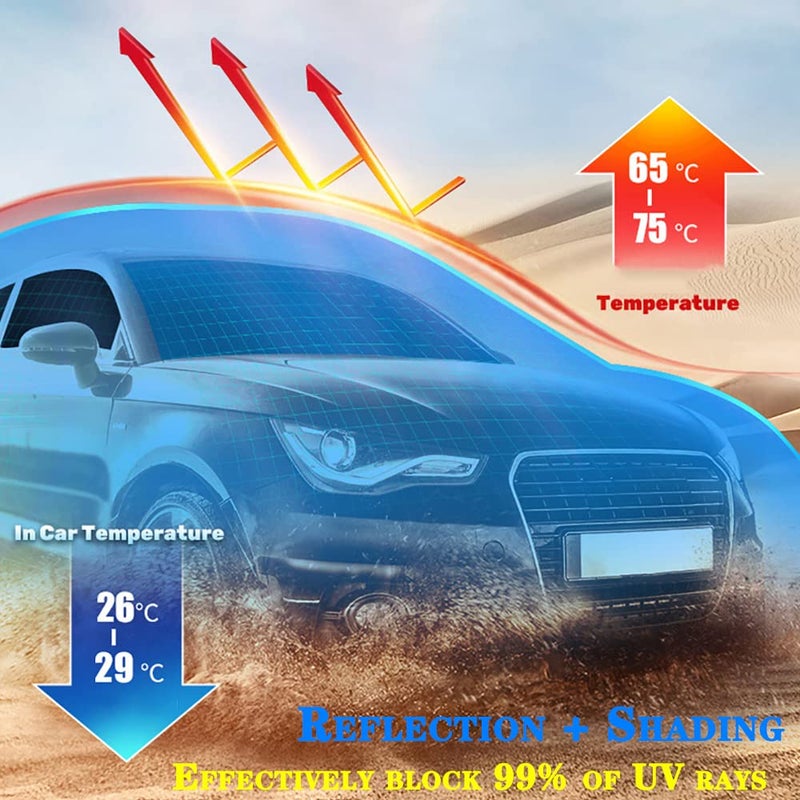 YOFAMO يوفامو واقي شمس أمامي للسيارة قابل للطي مخصص لسيارة فورد F-150 F150 2015-2020 لاريت، كينغ رانش، بلاتينيوم، XL XLT ليمتد رابتور ملحقات داخلية (أسود) - Image 4