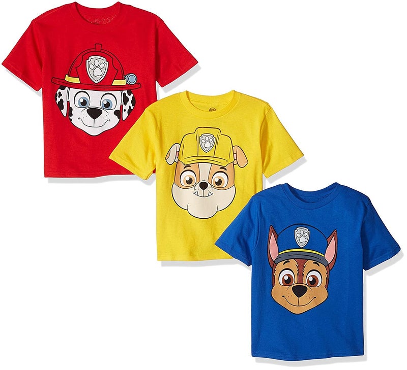 Nickelodeon Toddler Boys Paw Patrol 3 Pack Short Sleeve T-Shirt, Royal/Red/Yellow, 5T - Image 1