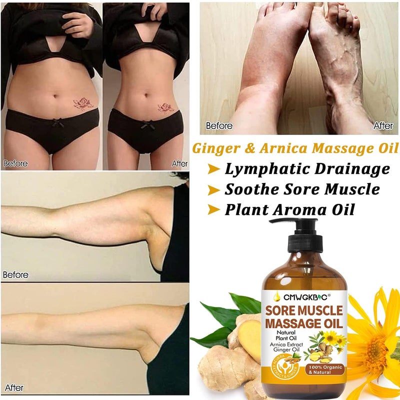 CMWGKBC Massage Oil for Massage Therapy,Lymphatic Drainage-Ginger Oil Sore Muscle Arnica Oil &Lavender Oil Relaxing Massage Oils for Date Night,Massage Ball,Christmas Gifts for Men,Stocking Stuffers for Women - Image 3