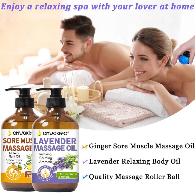 CMWGKBC Massage Oil for Massage Therapy,Lymphatic Drainage-Ginger Oil Sore Muscle Arnica Oil &Lavender Oil Relaxing Massage Oils for Date Night,Massage Ball,Christmas Gifts for Men,Stocking Stuffers for Women - Image 5