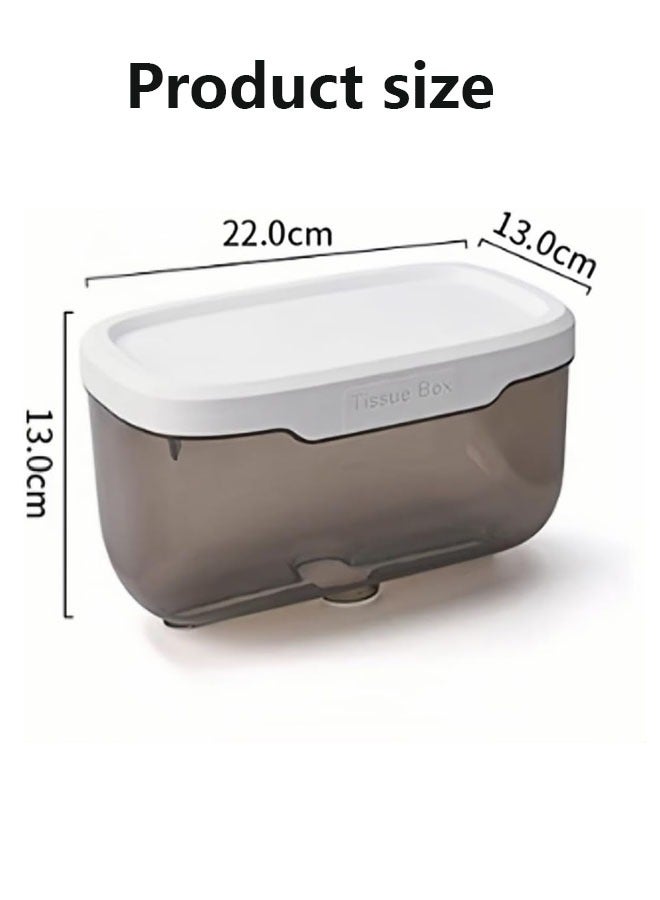 XiuWoo Wall-Mounted Tissue Box,Punch-Free Tissue Dispenser,Waterproof Tissue Container, Transparent Punch-Free Bathroom Toilet Paper Case Phone Rack，Clear Tissue Storage for Bathroom Kitchen Living Room Bedroom Office or Wall Mounted Creative Ins Style Tissue Box（Black）  - Image 2
