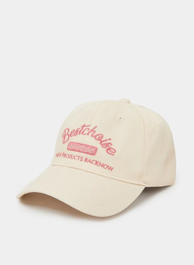 ستايلي Beige Embroidered Baseball Cap