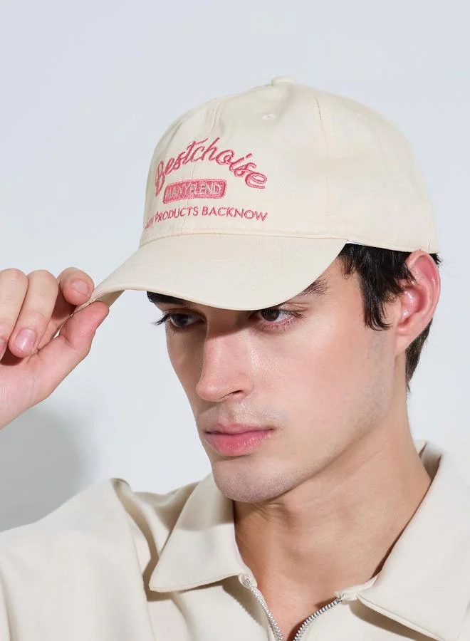 ستايلي Beige Embroidered Baseball Cap