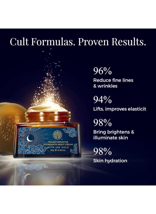 فورست اسينشالز كريم ساونداريا الليلي المضاد للشيخوخة من فورست إسينشالز مع ذهب عيار 24 قيراطًا حقيقيًا | للبشرة الجافة والمفتقرة للترطيب | مع باكوشيول وحمض الهيالورونيك | مرطب ومنعم - Image 2