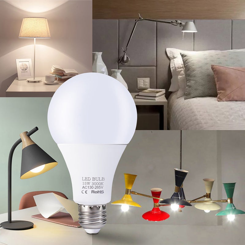 15W LED Bulbs E27 Light Bulbs Energy Saving Warm White 3000-3500K High Brightness Lamp for Bedroom Living Room 130V-265V - Image 4