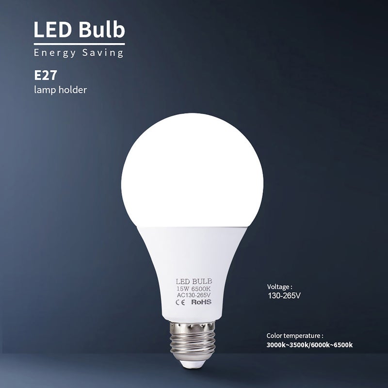 15W LED Bulbs E27 Light Bulbs Energy Saving Warm White 3000-3500K High Brightness Lamp for Bedroom Living Room 130V-265V - Image 2