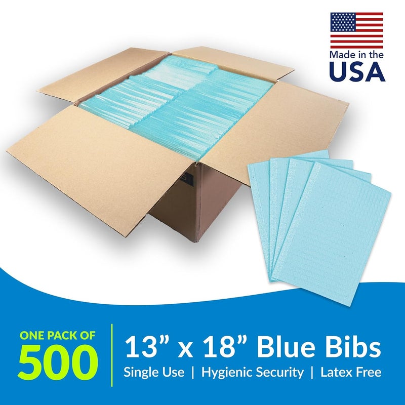 TIDI 1053 Avalon Dental Bib Blue 3 Layers 13 W x 18 L Pack of 500  Disposable Dental Bibs  Embossed  2Ply Tissue  Poly Back To Help Prevent LeakThrough  Nail Towels  Tattoo Bibs - Image 5
