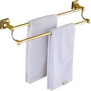 Sprinkle Double Towel Bar, 24 Inch Brass Gold Towel Rack Holder for Bathroom Washcloths and Hand Towels, Brushed Wall - Image 1