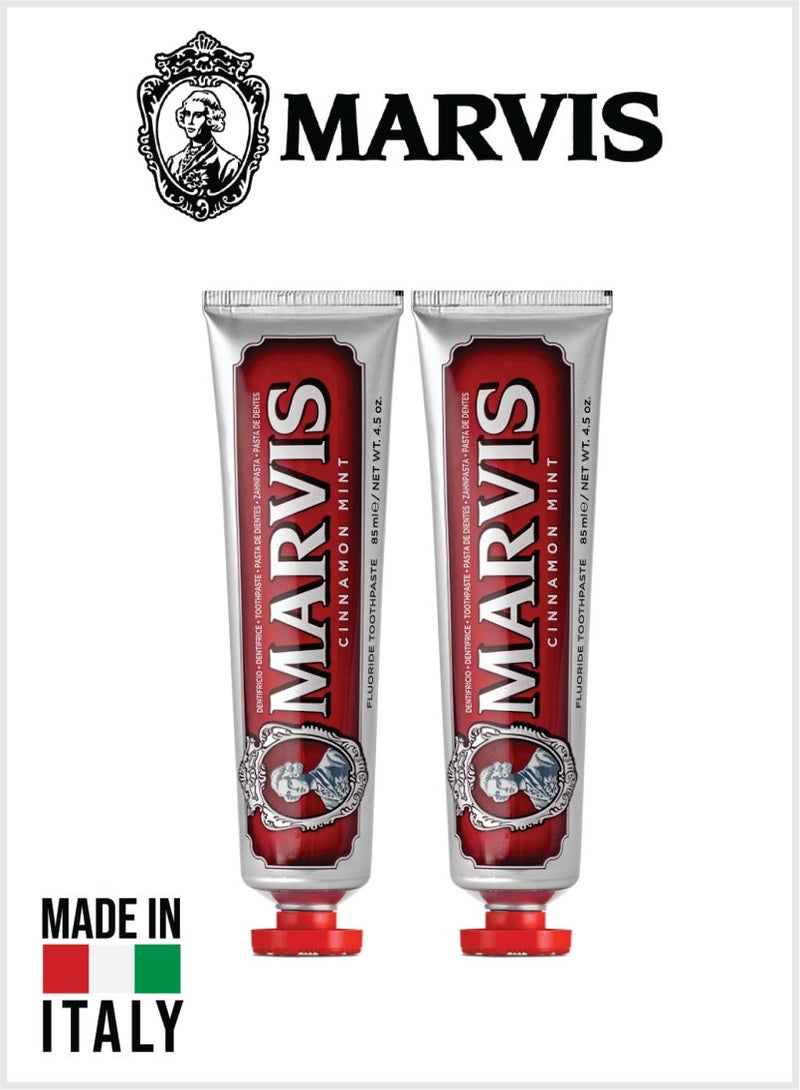 Marvis Cinnamon Mint Toothpaste Fluoride Toothpaste, Long-Lasting Fresh 85ML Pack Of 2