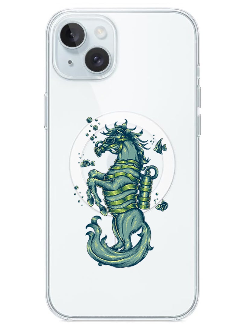 Theodor Magnetic Case for iPhone 15 6.1-inch Compatible with MagSafe Wireless Charging, Shockproof Phone Bumper Cover Seahorse copy - Image 1