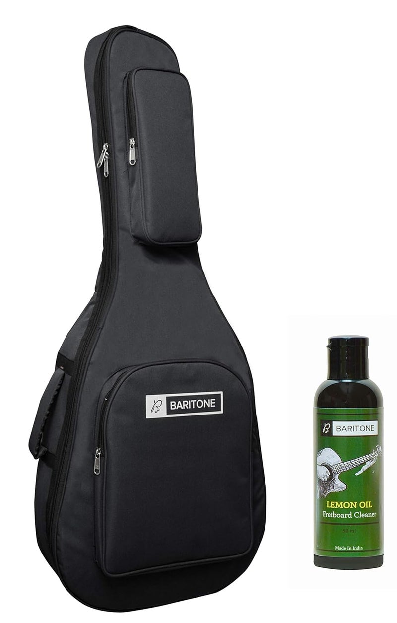 Baritone غطاء حقيبة جيتار أكوستيك مبطن بالفوم لبلوتو HW41C-201 41 بوصة (مع زيت الليمون، أسود) - Image 1