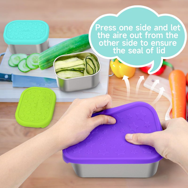 SOPHICO Stainless Steel 24 OZ Snack Containers for Kidsï¼ŒFood Storage Container with Silicone Lid - Perfect 304 Metal Toddler Lunch Box for Daycare and School, Leak Proof ï¼ˆPurpleï¼‰ - Image 5