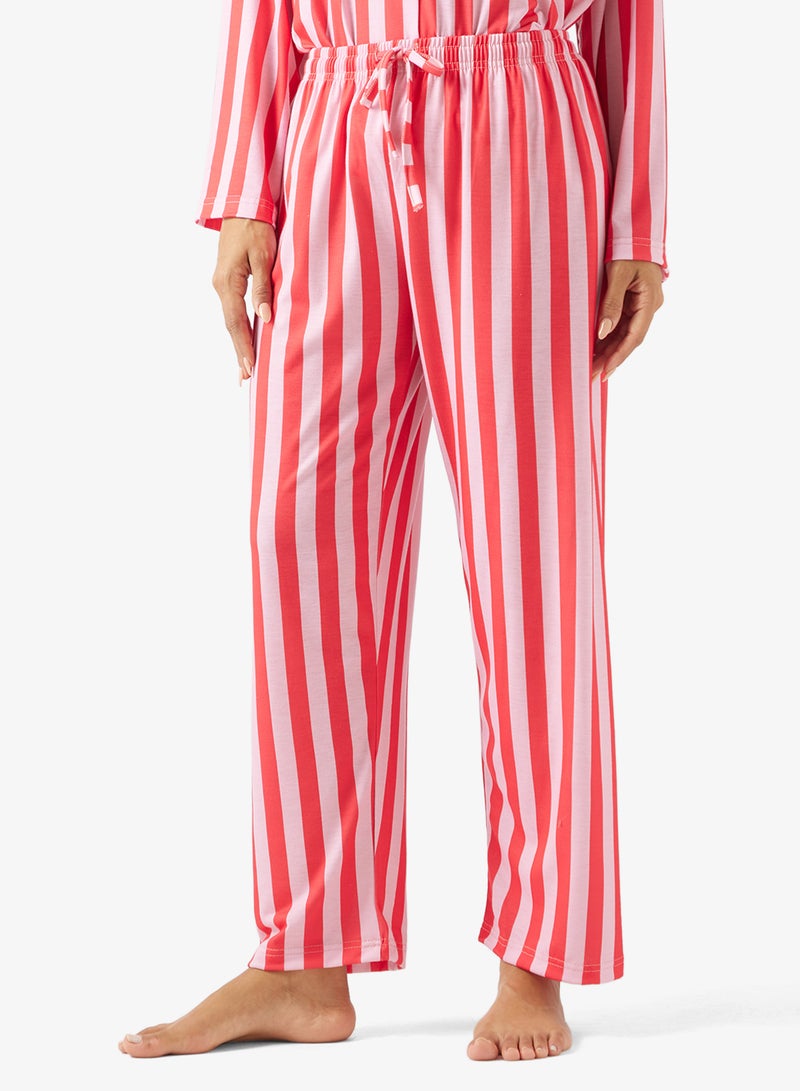 جينجر طقم بيجاما وقميص بأزرار وخطوط ساتان - Image 4