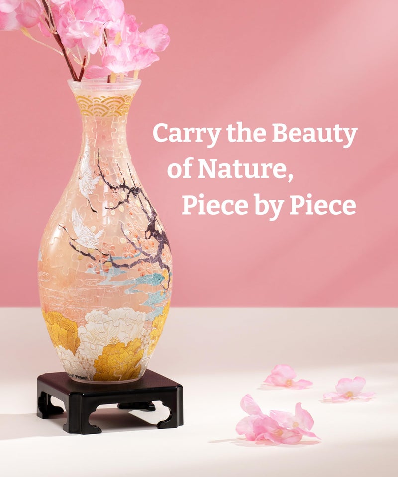 PieceRelax Unique Flower Vase - 3D Puzzle Vase for Adults to Flower Arrangement and Home Decoration Made by 160 Curved and Translucent Plastic Puzzle Pieces - Spring Symphony [S1040] - Image 2