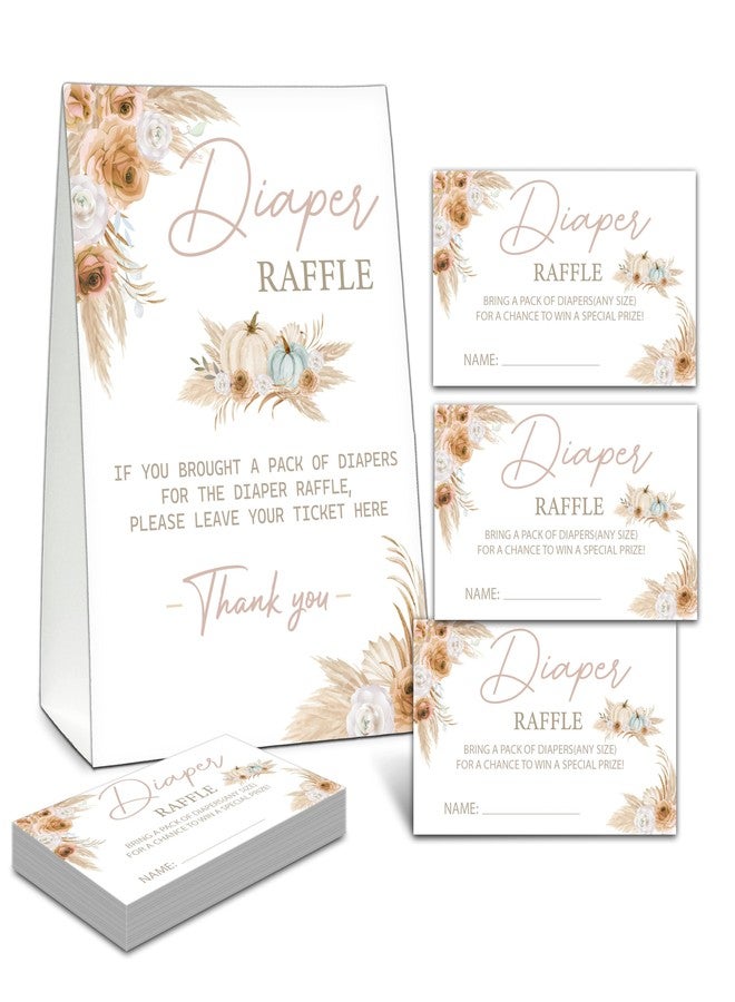 TIRYWT Thanksgiving Diaper Raffle Sign, Fall Baby Shower Game - 1 Diaper Raffle Sign with 50 Diaper Raffle Tickets, Autumn Party Table Sign Centerpieces -A10 - Image 1