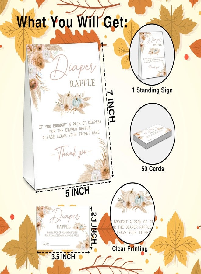 TIRYWT Thanksgiving Diaper Raffle Sign, Fall Baby Shower Game - 1 Diaper Raffle Sign with 50 Diaper Raffle Tickets, Autumn Party Table Sign Centerpieces -A10 - Image 4