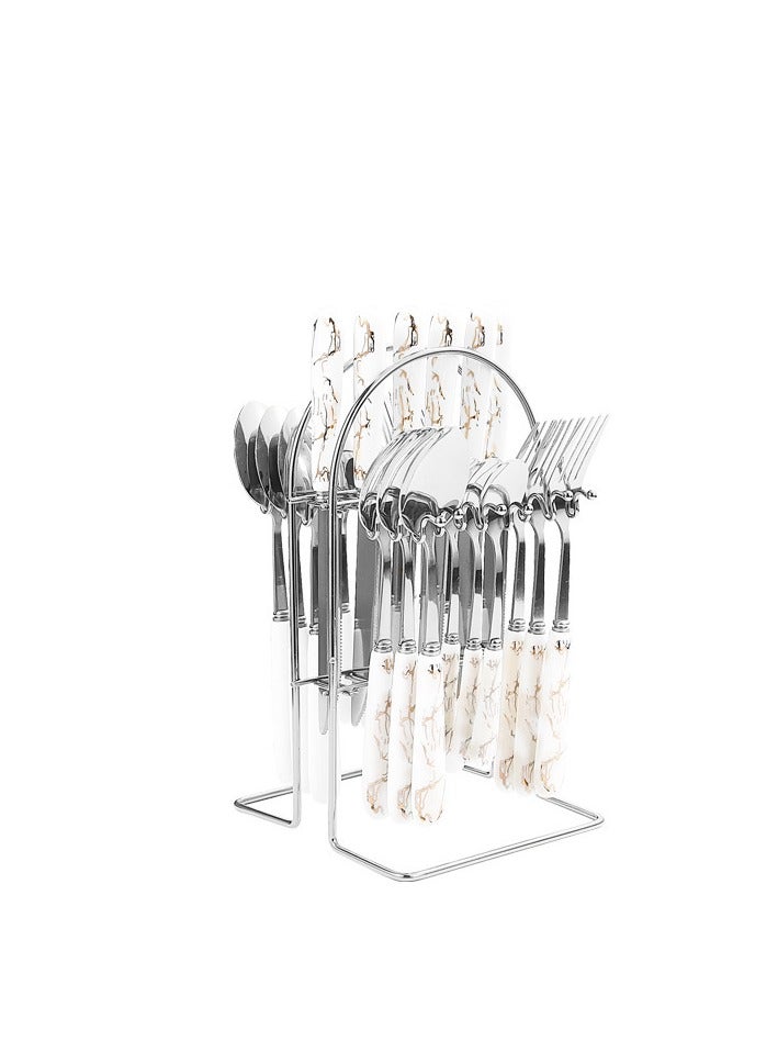 KUYING Stainless Steel Tableware Set Of 24 Pieces Western Knife Fork Spoon Set  - Image 1
