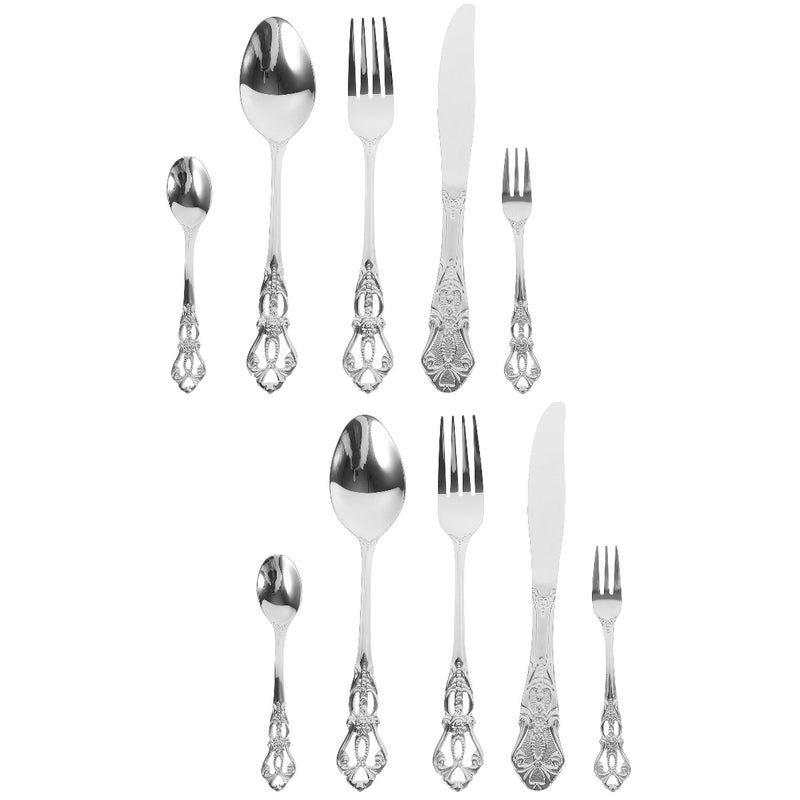 2 Sets Silverware Set Heavy Duty Stainless Steel Flatware Set Tableware Cutlery Kitchen Utensil - Image 1