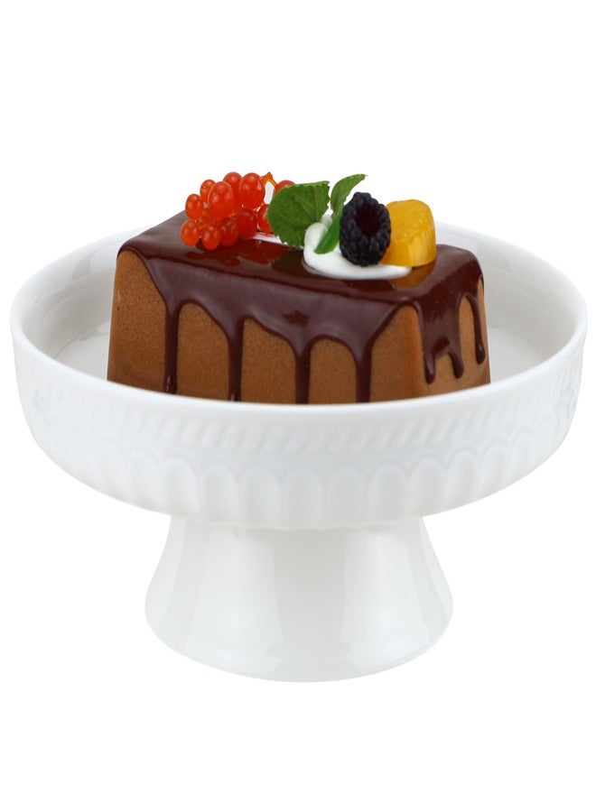 EIKS Ceramic Footed Bowl Display Stand Plate for Serving Fruit Salad Nuts Desserts Ice Cream Pudding (Dia. 8-inch) - Image 1